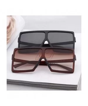 Oversized Sunglasses for Women Square Shield Plastic Frame 100% UV400 Protection - Brown a - CQ18U0A5RTO $5.68 Square