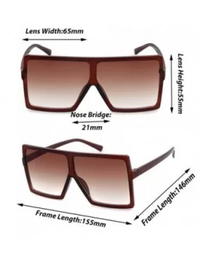 Oversized Sunglasses for Women Square Shield Plastic Frame 100% UV400 Protection - Brown a - CQ18U0A5RTO $5.68 Square