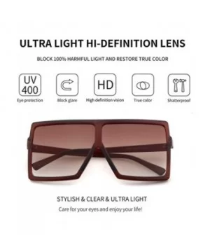 Oversized Sunglasses for Women Square Shield Plastic Frame 100% UV400 Protection - Brown a - CQ18U0A5RTO $5.68 Square