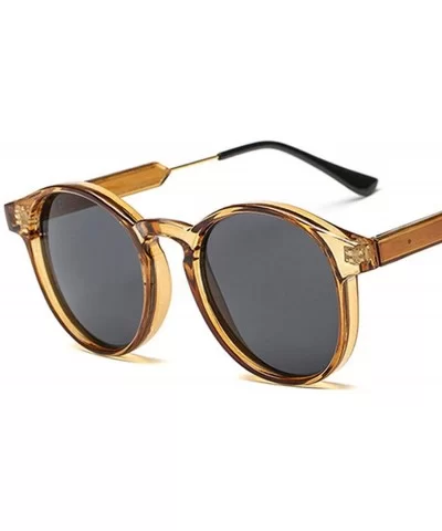 Unisex Retro Round Sunglasses Women Yellow Transparent Frame Circle Glasses - C6 - CR18W4EEZOH $22.31 Round