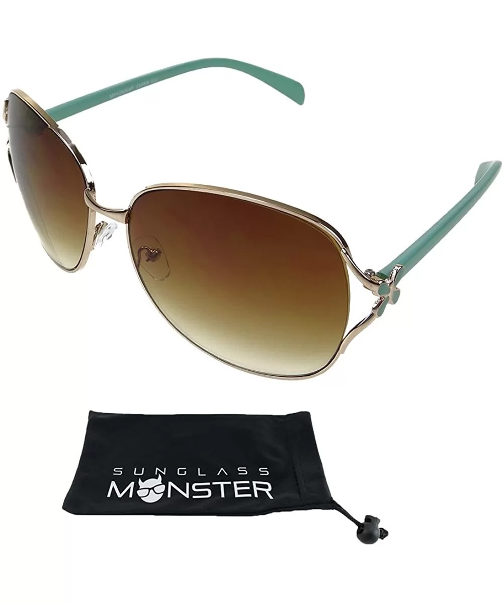 Gradient Sunglasses for Womens with Butterfly Accent on Temples - Green - C712FUTR8NT $7.57 Square