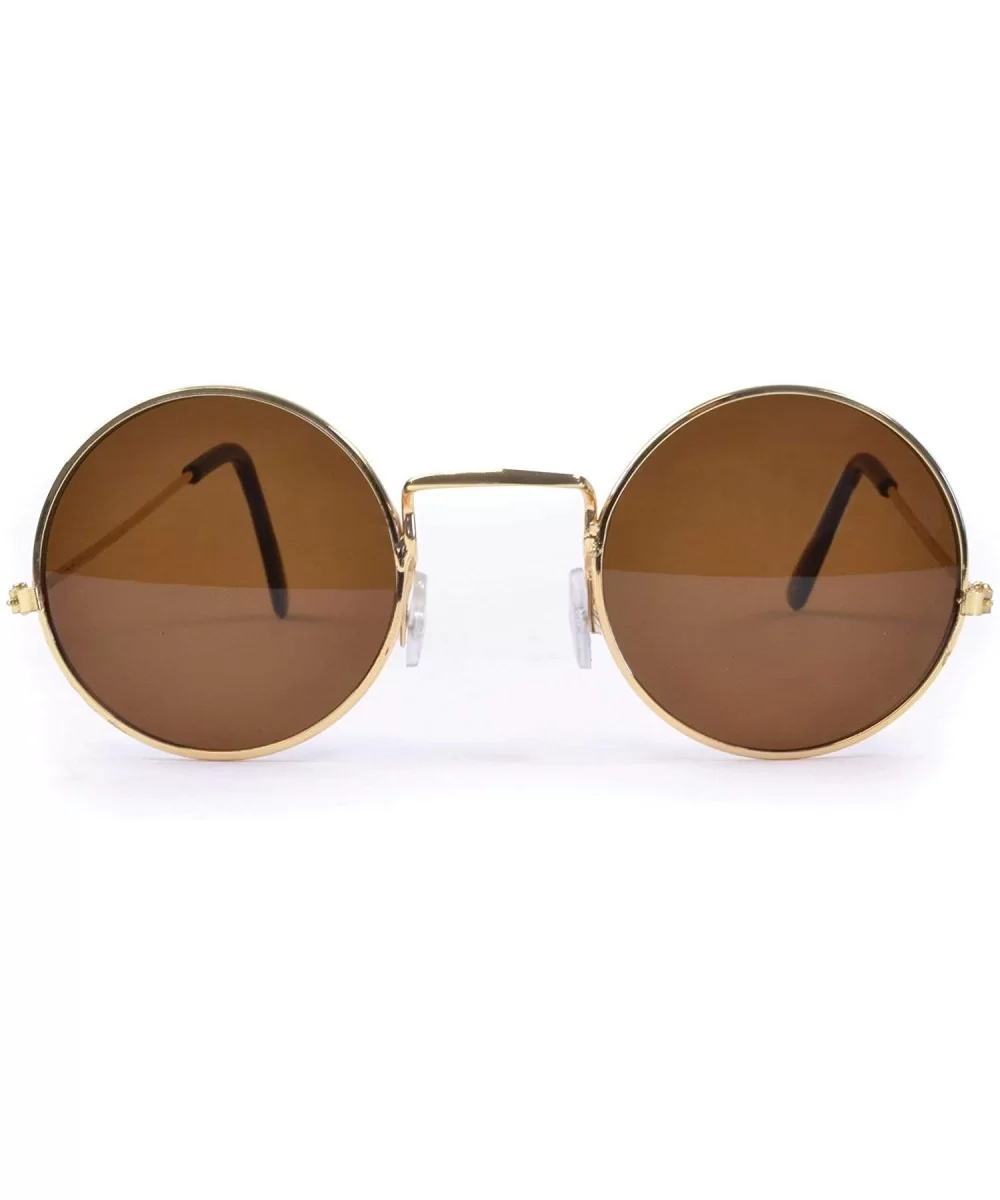 John Lennon Hippie Style Round Dark Brown/ Black Sunglasses - CT1126T062R $4.54 Round