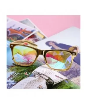 Glasses Rave Festival Party EDM Sunglasses Diffracted Lens - Gold - C4188Y7IUNQ $12.68 Square