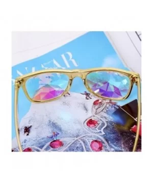 Glasses Rave Festival Party EDM Sunglasses Diffracted Lens - Gold - C4188Y7IUNQ $12.68 Square