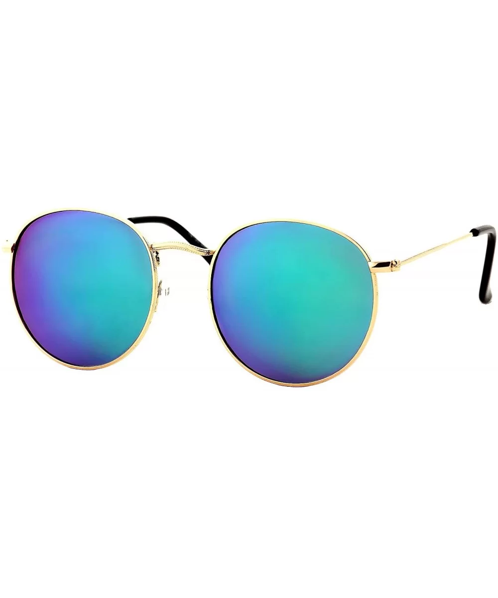 Unisex Sunglasses Modern Stylish Round Metal Frame Trendy Mirrored Lens - CL18O7KNKR2 $5.27 Goggle