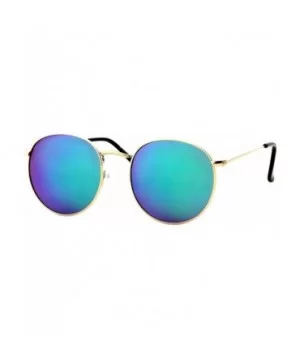 Unisex Sunglasses Modern Stylish Round Metal Frame Trendy Mirrored Lens - CL18O7KNKR2 $5.27 Goggle