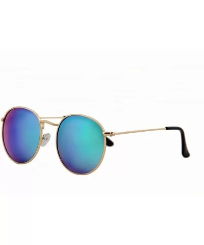 Unisex Sunglasses Modern Stylish Round Metal Frame Trendy Mirrored Lens - CL18O7KNKR2 $5.27 Goggle