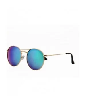 Unisex Sunglasses Modern Stylish Round Metal Frame Trendy Mirrored Lens - CL18O7KNKR2 $5.27 Goggle