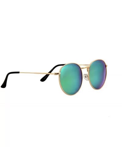 Unisex Sunglasses Modern Stylish Round Metal Frame Trendy Mirrored Lens - CL18O7KNKR2 $5.27 Goggle