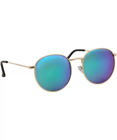 Unisex Sunglasses Modern Stylish Round Metal Frame Trendy Mirrored Lens - CL18O7KNKR2 $5.27 Goggle