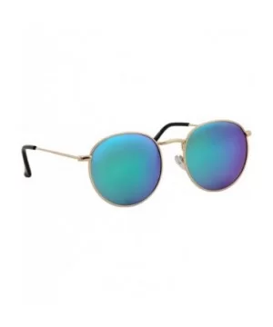 Unisex Sunglasses Modern Stylish Round Metal Frame Trendy Mirrored Lens - CL18O7KNKR2 $5.27 Goggle