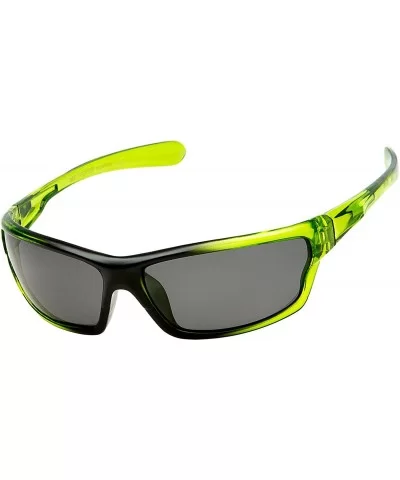 Polarized Wrap Around Sports Sunglasses - Green - Smoke - C418DE8KELN $10.38 Wrap