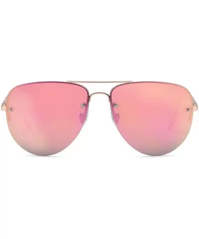 Womens Oversized Aviator Sunglasses - Mirror Copper Lens on Gold Frame - C0182X8GWQC $4.92 Sport