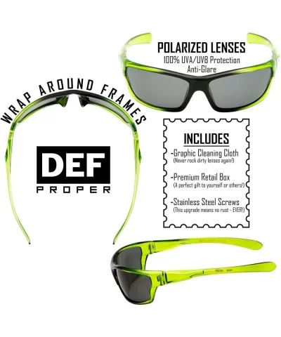 Polarized Wrap Around Sports Sunglasses - Green - Smoke - C418DE8KELN $10.38 Wrap