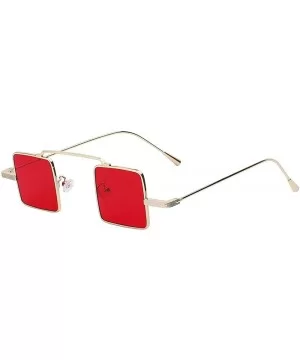 Vintage Square Small Metal Frame Sunglasses Tinted Lens Shades - .Gold-red - C118I3GT5ZW $8.54 Square