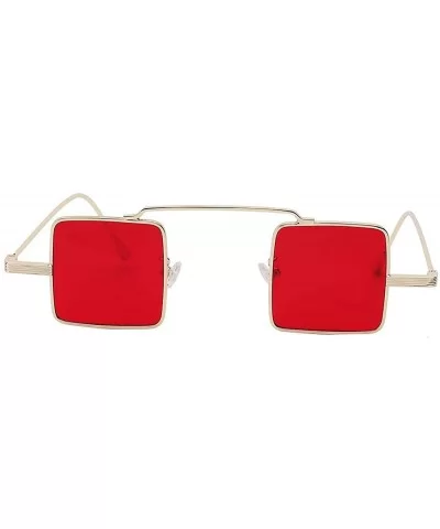 Vintage Square Small Metal Frame Sunglasses Tinted Lens Shades - .Gold-red - C118I3GT5ZW $8.54 Square