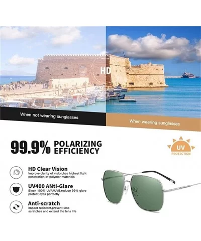 Men's Square Polarized Sunglasses Metal Frame Fashion Driving Fishing Sun Glasses for Male UV400 - CZ199KSDGSQ $12.21 Rectang...