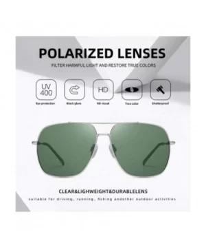 Men's Square Polarized Sunglasses Metal Frame Fashion Driving Fishing Sun Glasses for Male UV400 - CZ199KSDGSQ $12.21 Rectang...