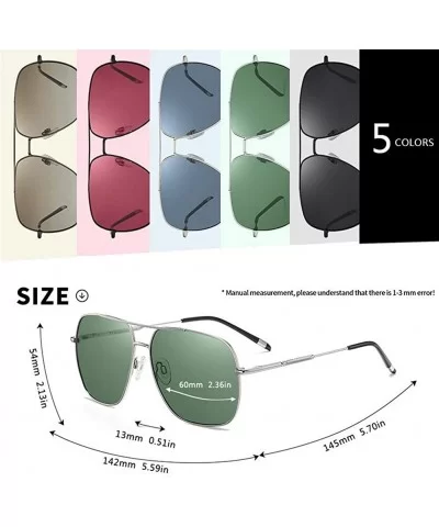 Men's Square Polarized Sunglasses Metal Frame Fashion Driving Fishing Sun Glasses for Male UV400 - CZ199KSDGSQ $12.21 Rectang...