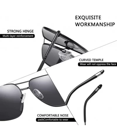 Men's Square Polarized Sunglasses Metal Frame Fashion Driving Fishing Sun Glasses for Male UV400 - CZ199KSDGSQ $12.21 Rectang...