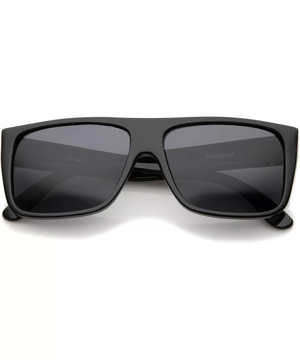 Classic Old School Easy E Flat Top Polarized Lens Sunglasses 57mm - Black / Smoke Polarized - CW12NDVYR1M $7.99 Square