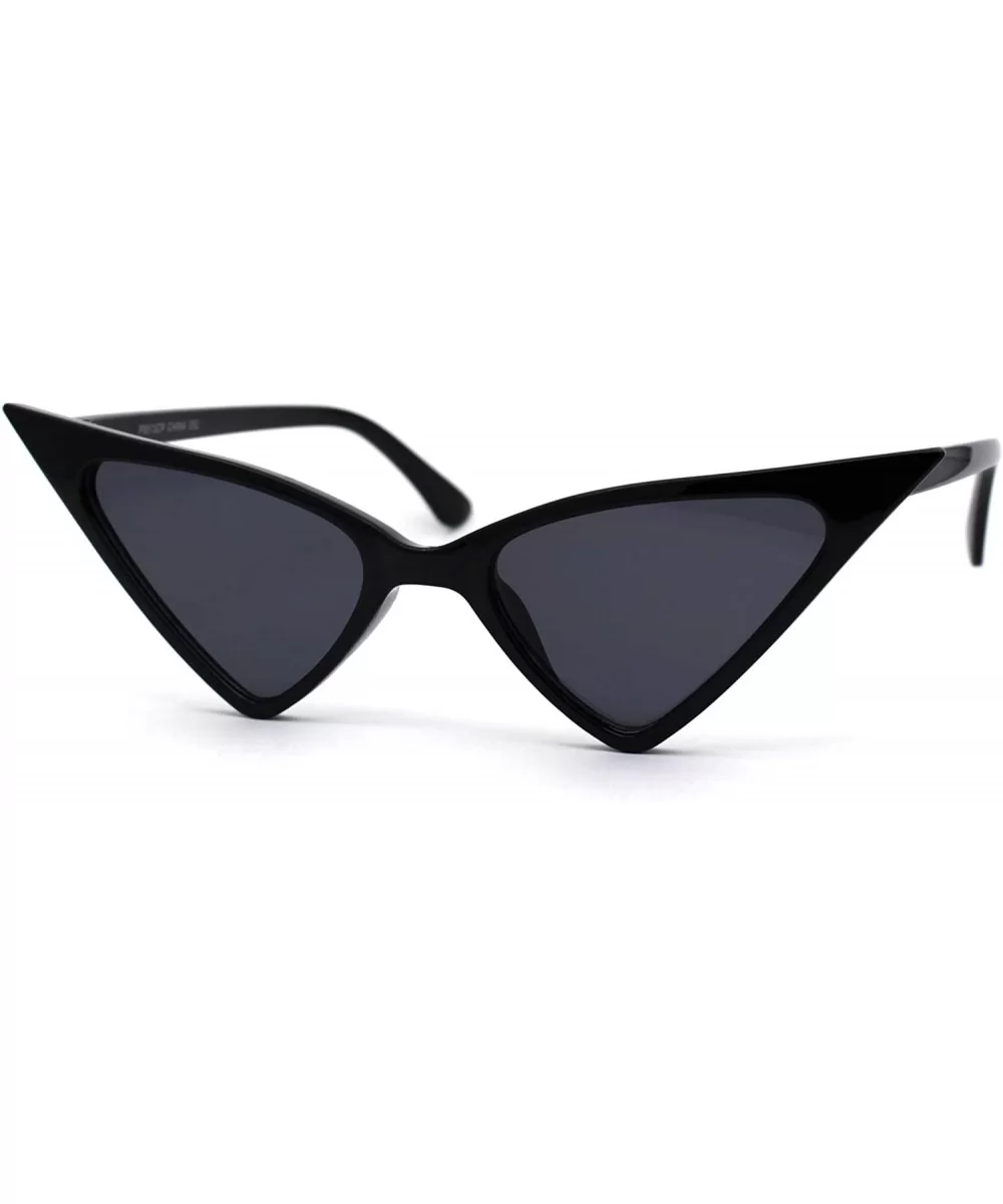 Womens Futuristic Triangular Thin Plastic 80s Cat Eye Sunglasses - All Black - CJ195SNYNK4 $5.55 Cat Eye