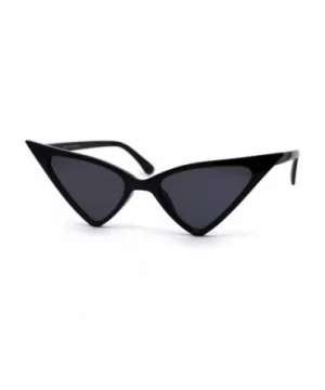 Womens Futuristic Triangular Thin Plastic 80s Cat Eye Sunglasses - All Black - CJ195SNYNK4 $5.55 Cat Eye