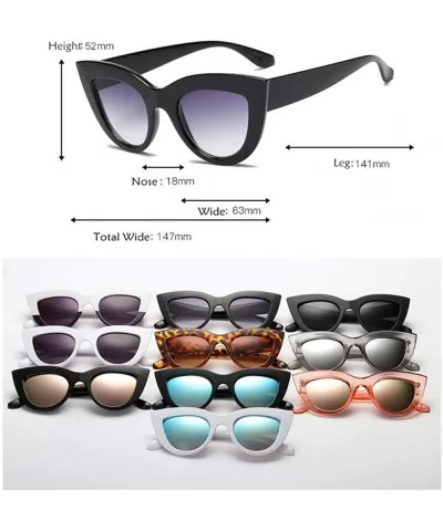 Retro Cateye Sunglasses for Women Mirrored Lens UV400 Shades - Transparent Grey/Little Grey - CY18IE7N62K $8.61 Oversized