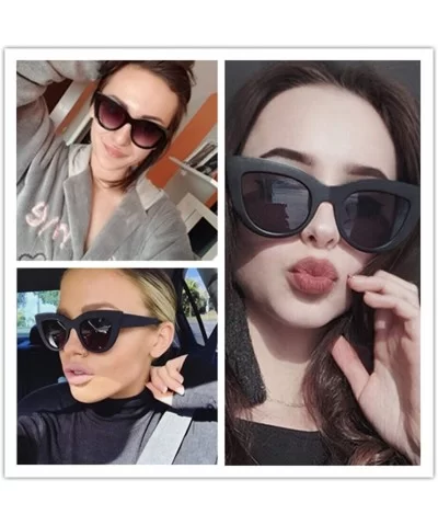 Retro Cateye Sunglasses for Women Mirrored Lens UV400 Shades - Transparent Grey/Little Grey - CY18IE7N62K $8.61 Oversized