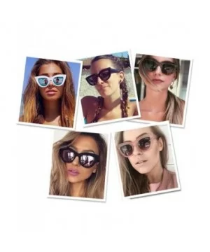 Retro Cateye Sunglasses for Women Mirrored Lens UV400 Shades - Transparent Grey/Little Grey - CY18IE7N62K $8.61 Oversized