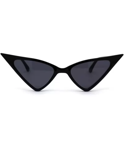 Womens Futuristic Triangular Thin Plastic 80s Cat Eye Sunglasses - All Black - CJ195SNYNK4 $5.55 Cat Eye