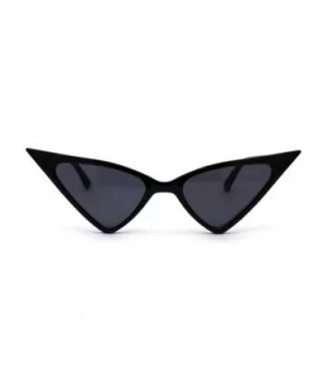 Womens Futuristic Triangular Thin Plastic 80s Cat Eye Sunglasses - All Black - CJ195SNYNK4 $5.55 Cat Eye