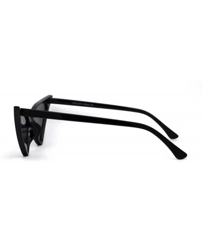 Womens Futuristic Triangular Thin Plastic 80s Cat Eye Sunglasses - All Black - CJ195SNYNK4 $5.55 Cat Eye