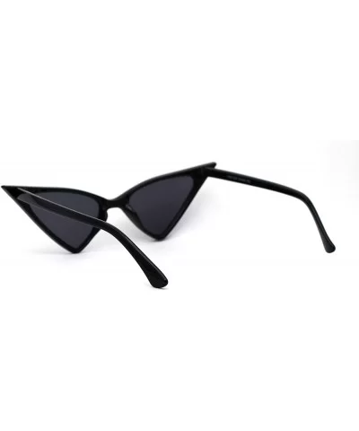 Womens Futuristic Triangular Thin Plastic 80s Cat Eye Sunglasses - All Black - CJ195SNYNK4 $5.55 Cat Eye