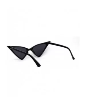 Womens Futuristic Triangular Thin Plastic 80s Cat Eye Sunglasses - All Black - CJ195SNYNK4 $5.55 Cat Eye