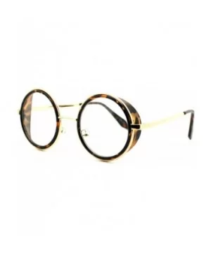 Double Rim Clear Lens Glasses Side Cover Round Circle Frame UV 400 - Tortoise Gold - CA188A2TR63 $7.62 Round