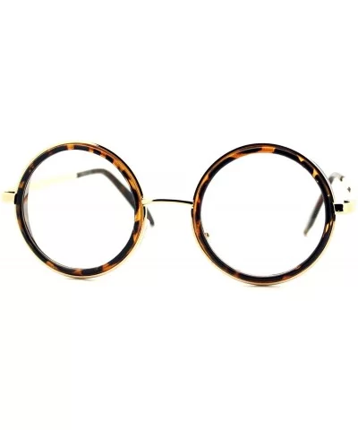 Double Rim Clear Lens Glasses Side Cover Round Circle Frame UV 400 - Tortoise Gold - CA188A2TR63 $7.62 Round