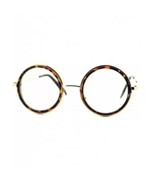 Double Rim Clear Lens Glasses Side Cover Round Circle Frame UV 400 - Tortoise Gold - CA188A2TR63 $7.62 Round