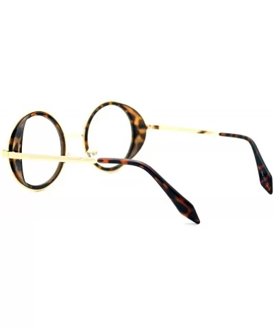 Double Rim Clear Lens Glasses Side Cover Round Circle Frame UV 400 - Tortoise Gold - CA188A2TR63 $7.62 Round