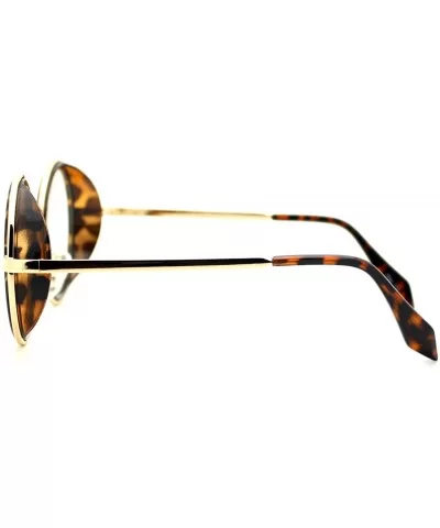 Double Rim Clear Lens Glasses Side Cover Round Circle Frame UV 400 - Tortoise Gold - CA188A2TR63 $7.62 Round