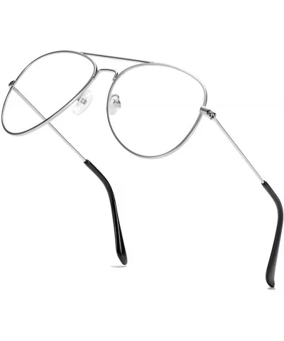 Clear Aviator Glasses Lens Premium Classic Metal Frame Eyeglasses - Silver - C018K0Z0CSK $6.36 Aviator