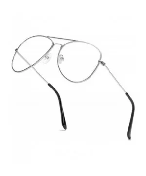 Clear Aviator Glasses Lens Premium Classic Metal Frame Eyeglasses - Silver - C018K0Z0CSK $6.36 Aviator