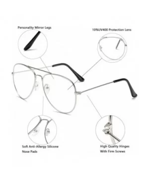 Clear Aviator Glasses Lens Premium Classic Metal Frame Eyeglasses - Silver - C018K0Z0CSK $6.36 Aviator