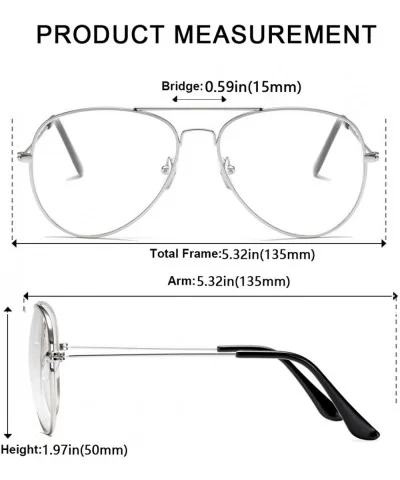 Clear Aviator Glasses Lens Premium Classic Metal Frame Eyeglasses - Silver - C018K0Z0CSK $6.36 Aviator