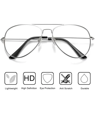 Clear Aviator Glasses Lens Premium Classic Metal Frame Eyeglasses - Silver - C018K0Z0CSK $6.36 Aviator