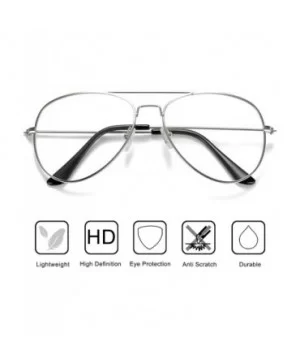 Clear Aviator Glasses Lens Premium Classic Metal Frame Eyeglasses - Silver - C018K0Z0CSK $6.36 Aviator