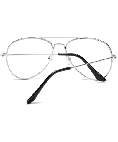 Clear Aviator Glasses Lens Premium Classic Metal Frame Eyeglasses - Silver - C018K0Z0CSK $6.36 Aviator