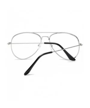 Clear Aviator Glasses Lens Premium Classic Metal Frame Eyeglasses - Silver - C018K0Z0CSK $6.36 Aviator