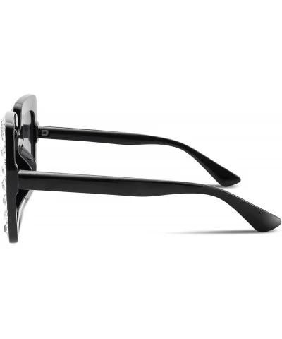 Women Sparkling Crystal Sunglasses Oversized Square Thick Frame B2283 - 8 Black & Grey - C4188HO8H09 $8.66 Cat Eye