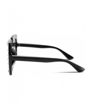 Women Sparkling Crystal Sunglasses Oversized Square Thick Frame B2283 - 8 Black & Grey - C4188HO8H09 $8.66 Cat Eye